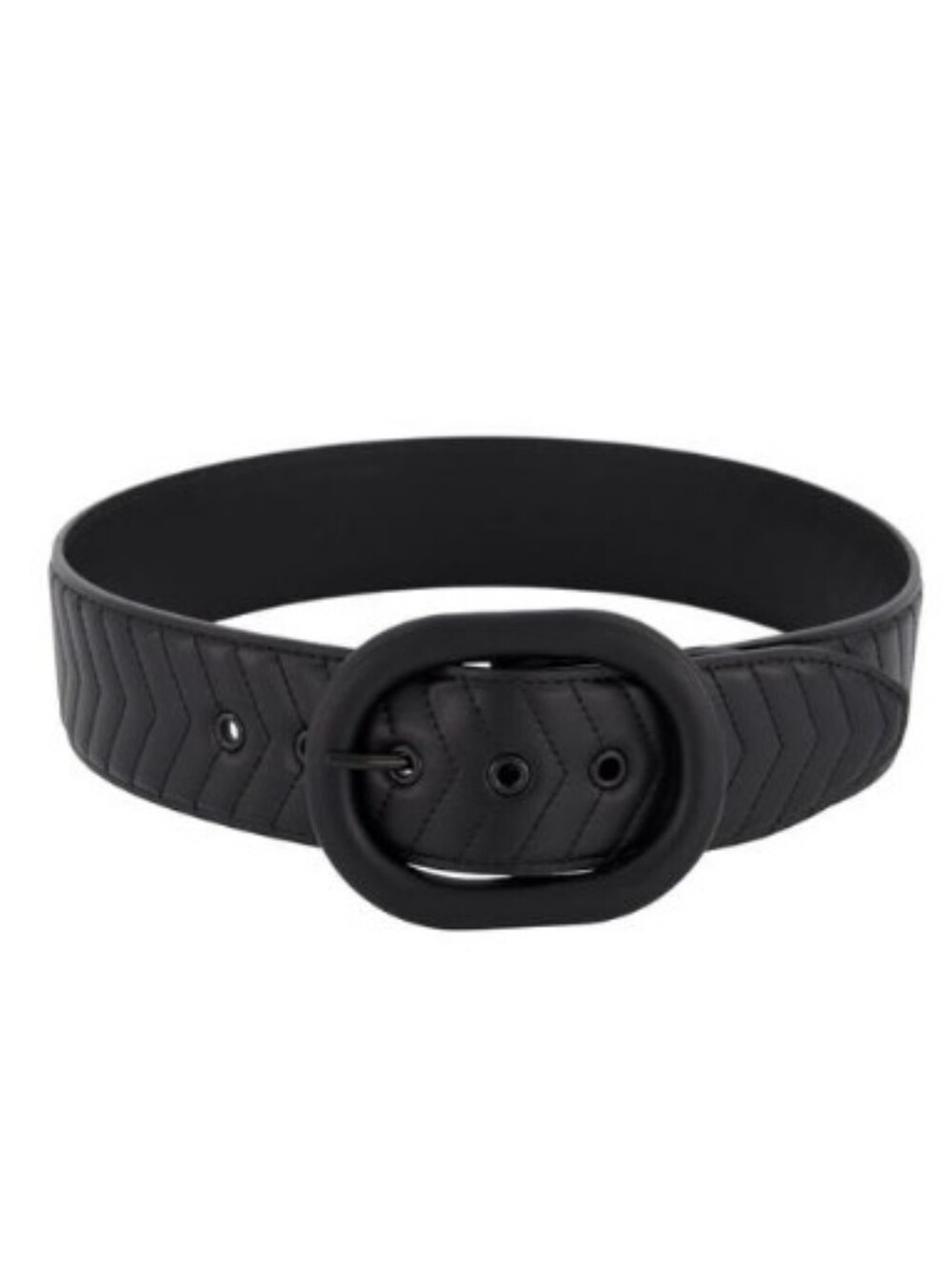 Rebecca Minkoff Quilted Leather Belt in Black/Black- M